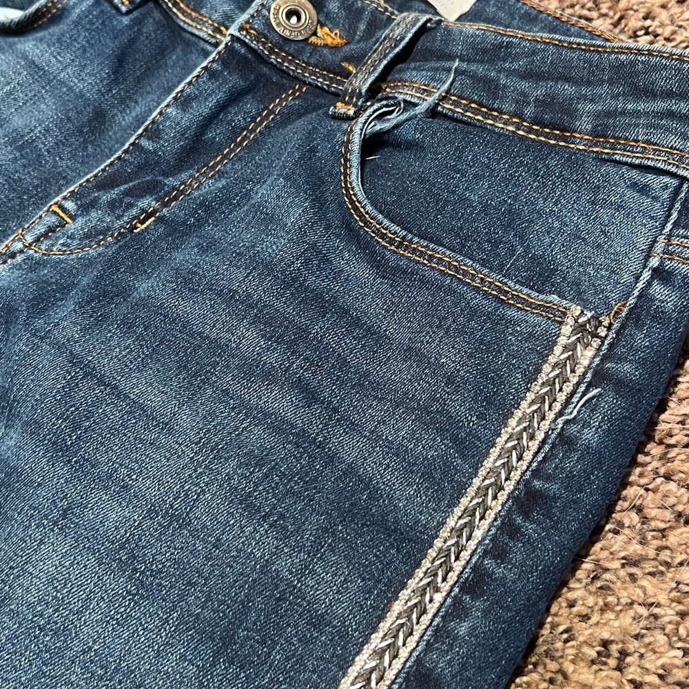 Zara Rhinestone Crop Jean